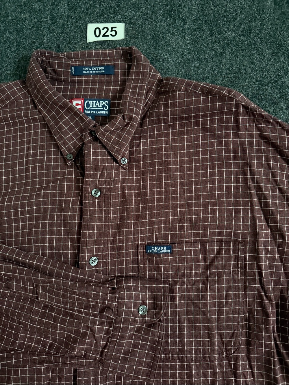 Vintage Chaps Ralph Lauren Long Sleeve Button Down Burgundy Shirt Men’s XL 90s